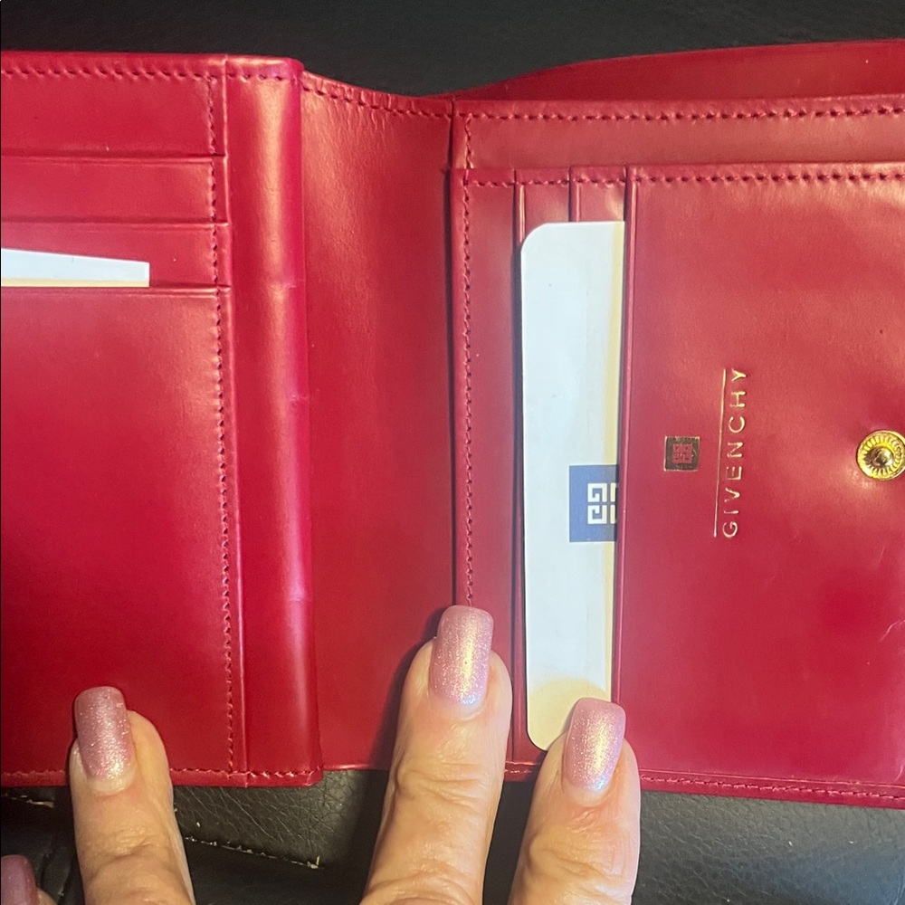 Givenchy Red Leather Envelope Clutch with Gold Emblem - Picture 6 of 12